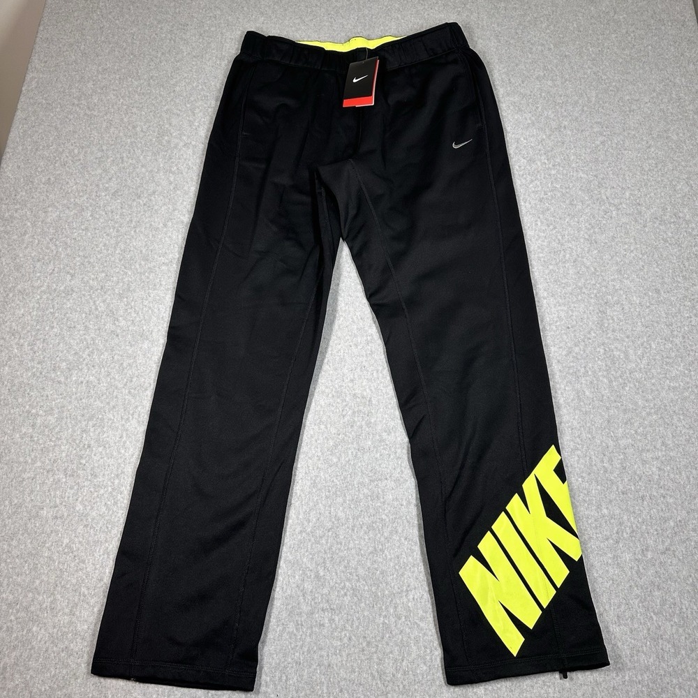 Nike Therma Fit Joggers Track Pants Women's Large Black Neon Zip Ankle‎ NWT